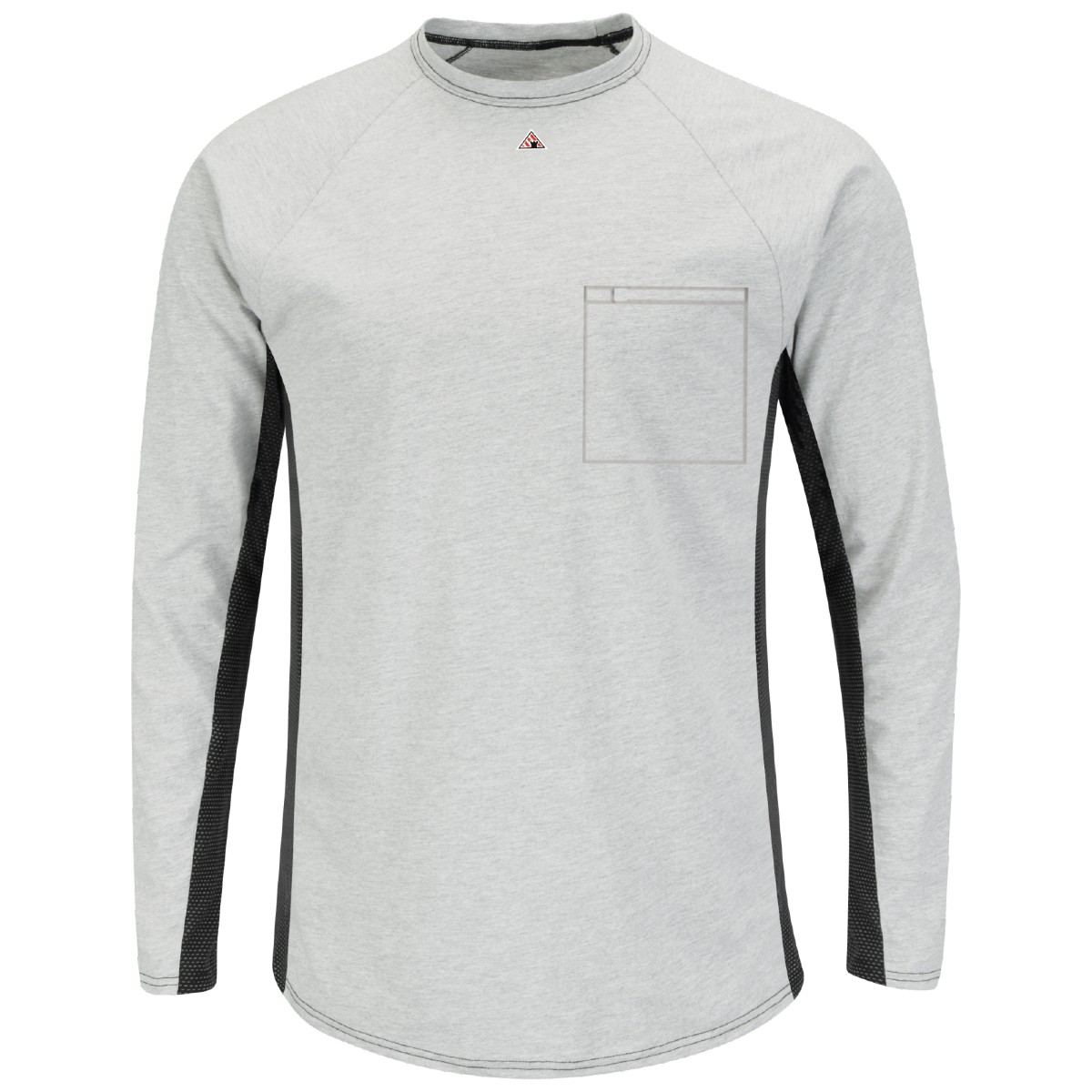 Bulwark FR Long Sleeve Base Layer With Concealed Chest Pocket in Gray